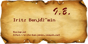 Iritz Benjámin névjegykártya